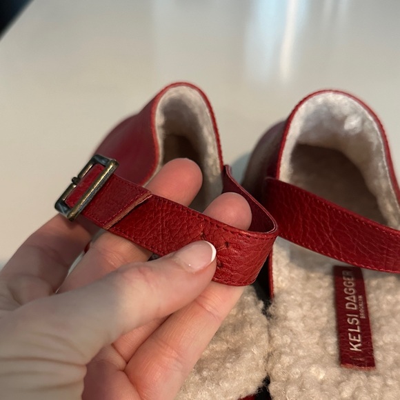 Kelsi Dagger Red Leather Studded Slingback Clogs- never worn! - Picture 6 of 7